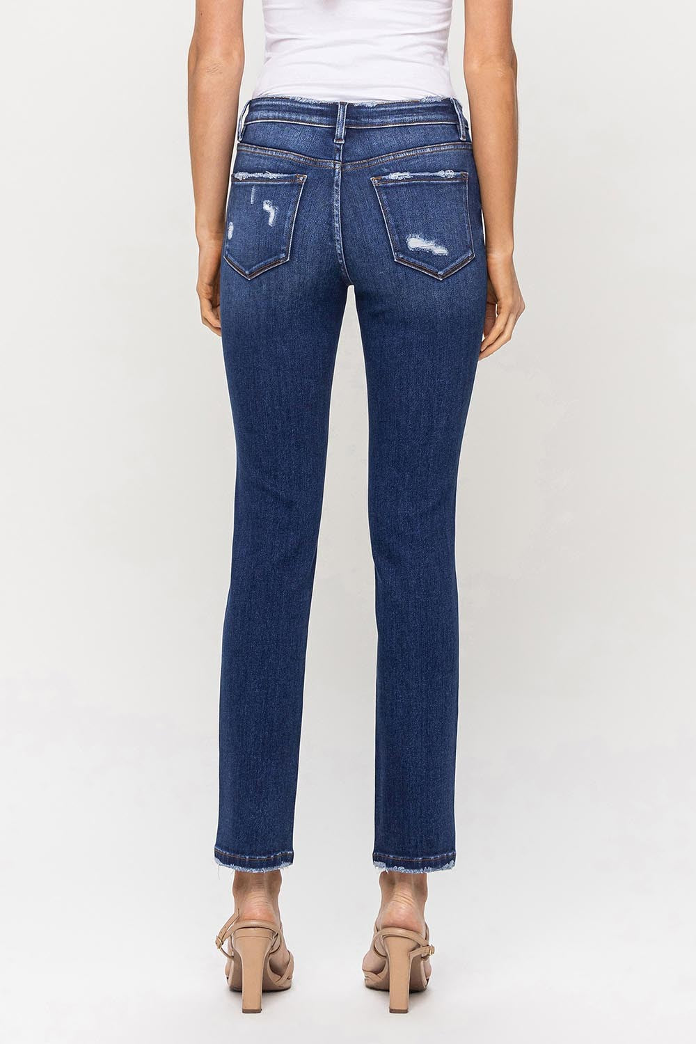 FLYING MONKEY MID-RISE ANKLE SLIM STRAIGHT DENIM
