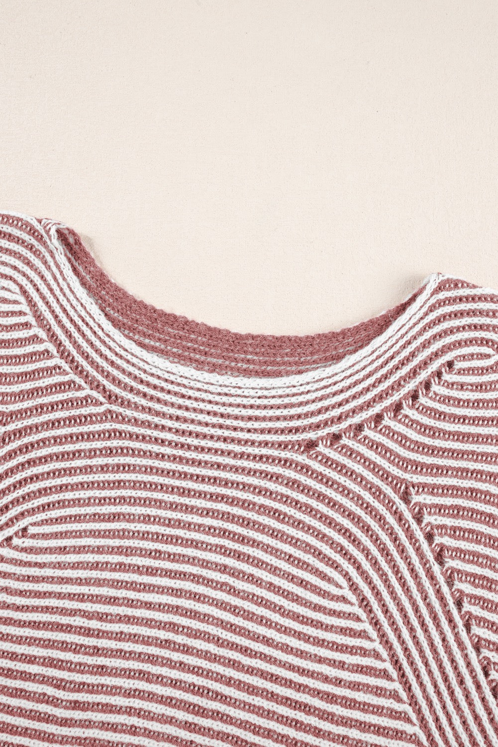 PREORDER RED DAHLIA STRIPED RIBBED KNIT BOATNECK BAGGY SWEATER