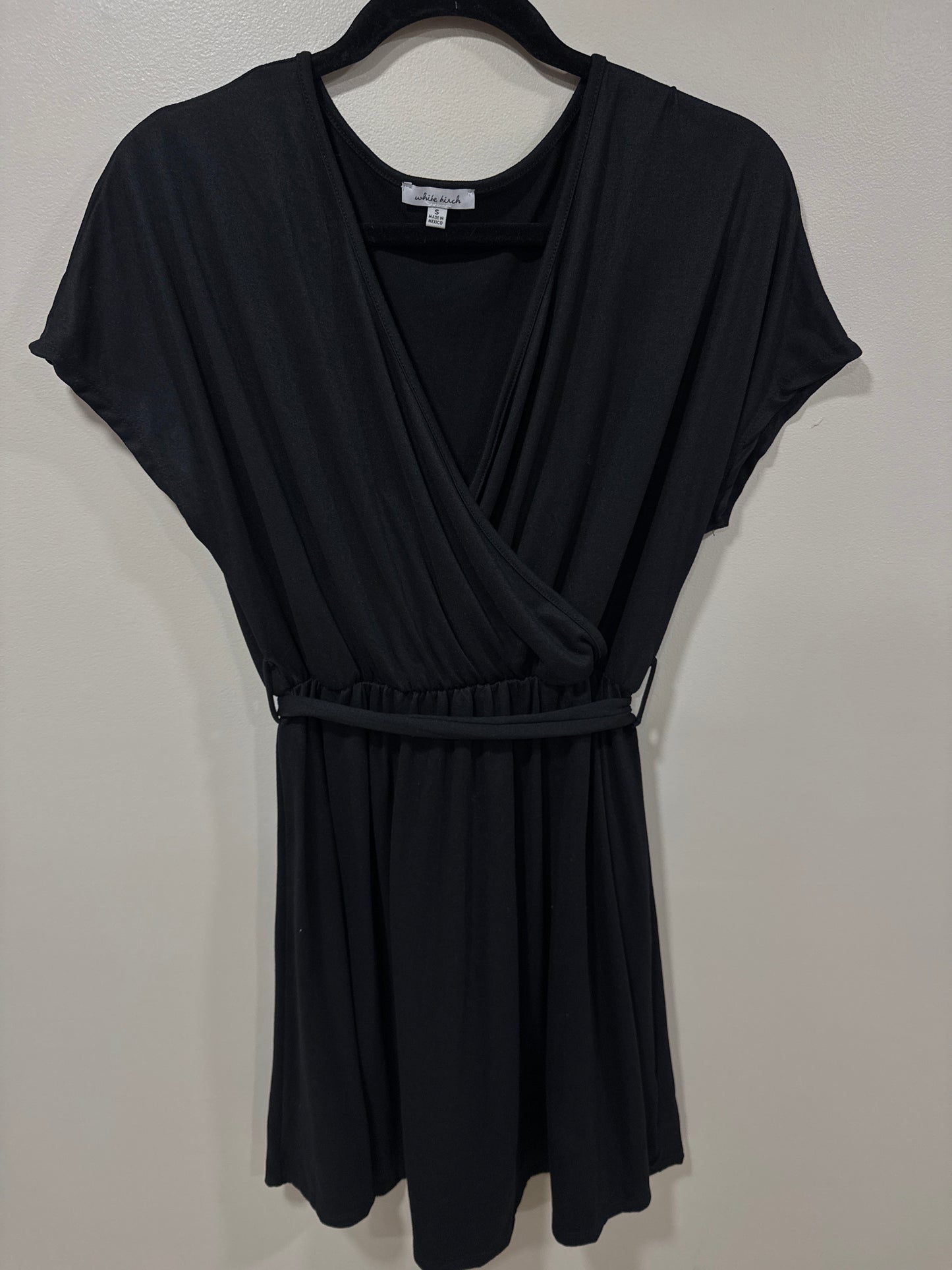 BLACK CROSS FRONT DRESS WITH TIE