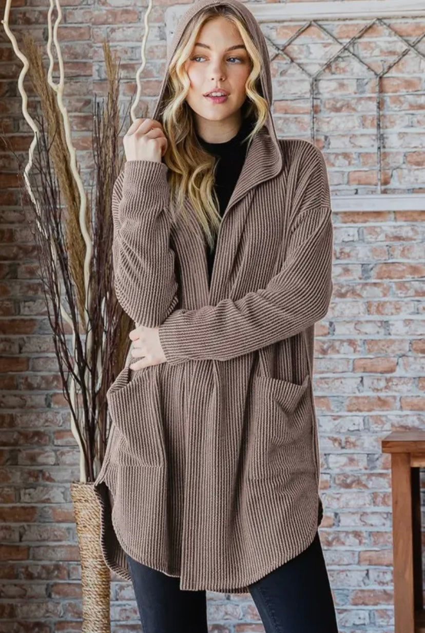 URBAN RIBBED OATMEAL POCKET HOODIE (OVERSIZED FIT)
