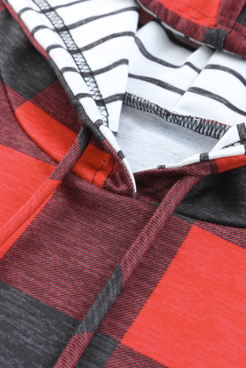RED PATCHWORK DRAWSTRING HOODIE