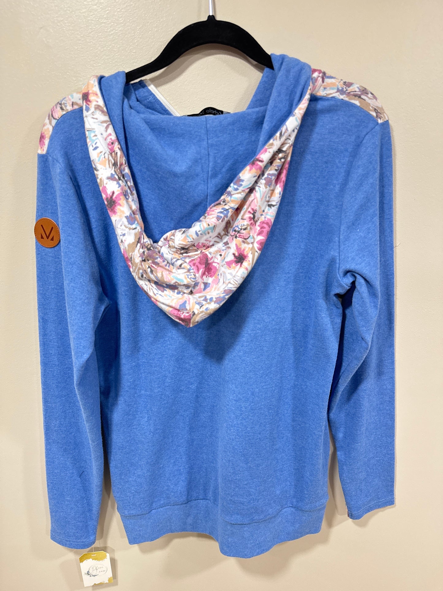 MICHELLE MAE BLUE FLORAL HALF ZIP HOODIE