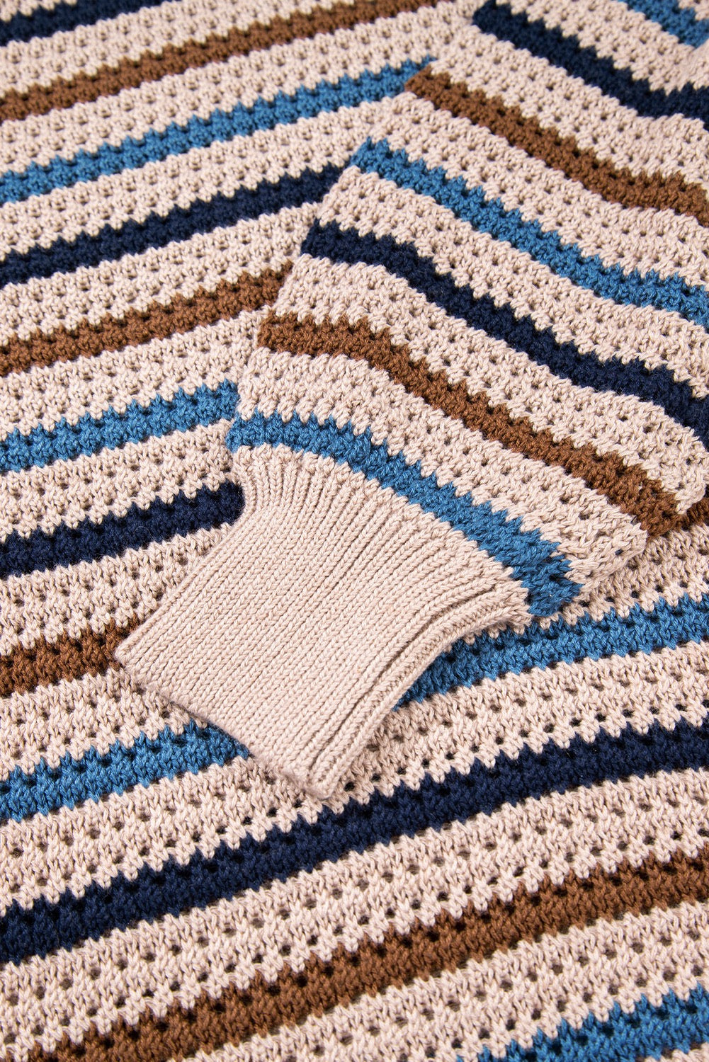 MULTICOLOR STRIPED KNITTED DROP SHOULDER ROUND NECK SWEATER