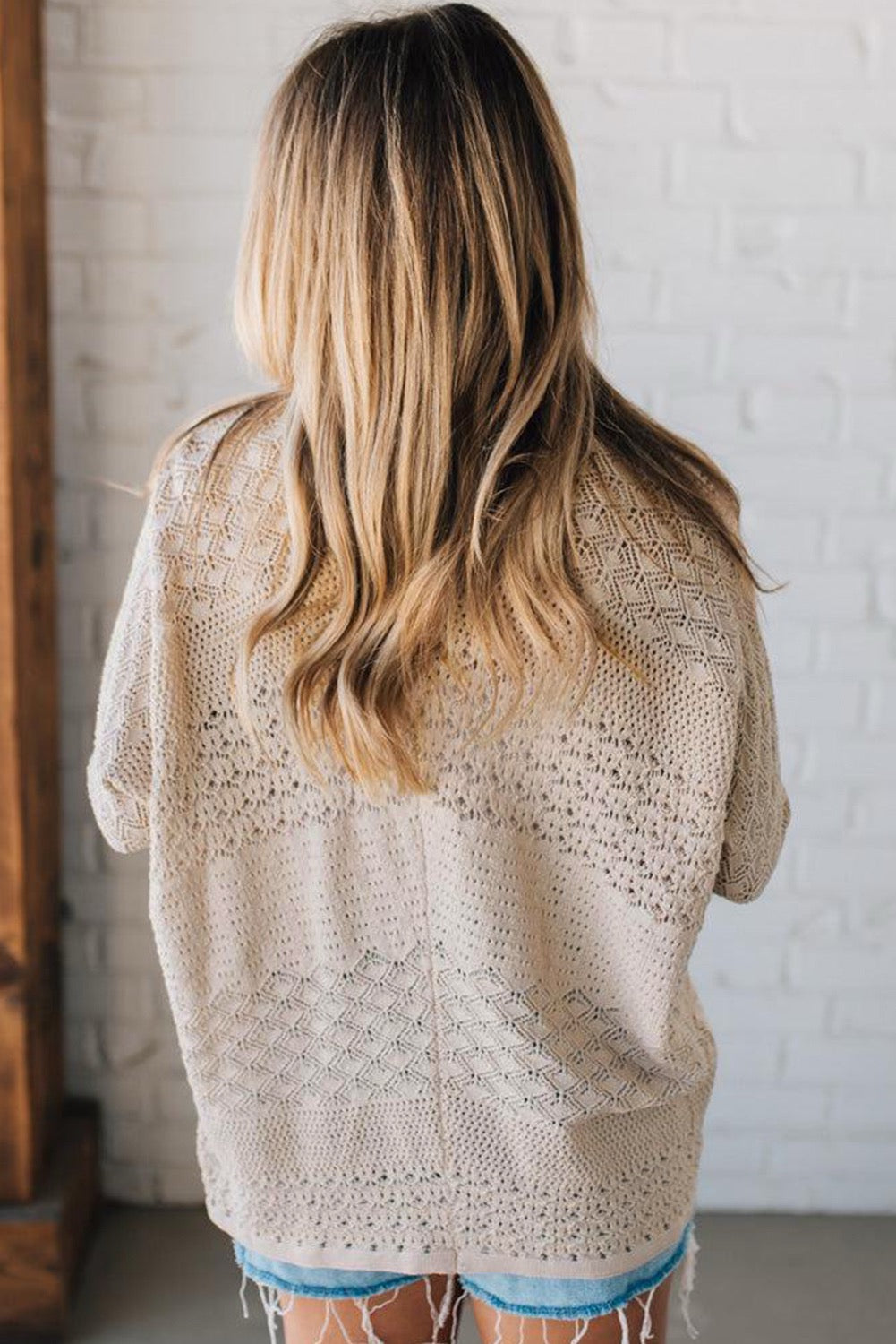 PREORDER CREAM MIXED PATTERN OPEN FRONT CARDIGAN