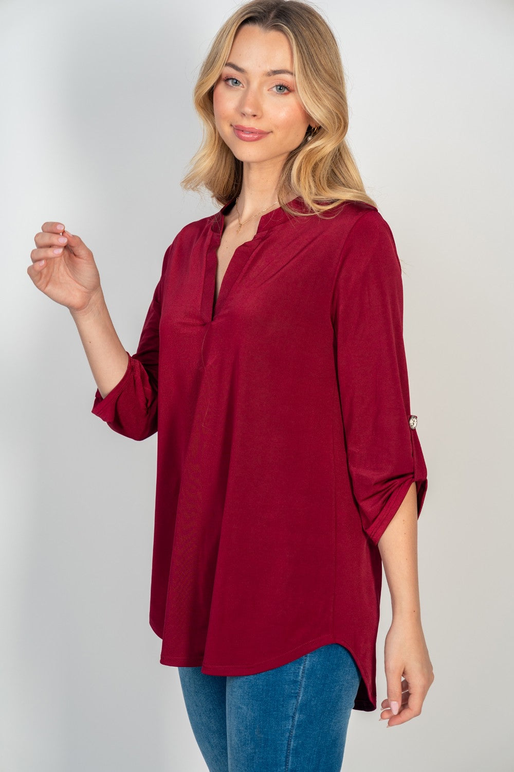 GABBY 3/4 BUTTON SLEEVE TOP (multiple colors)