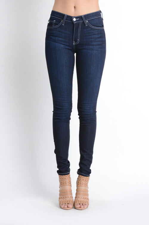KANCAN MID-RISE DARK WASH PREMIER SKINNY JEANS