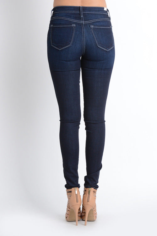 KANCAN MID-RISE DARK WASH PREMIER SKINNY JEANS