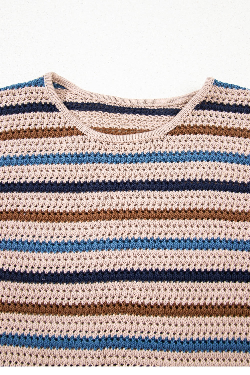 MULTICOLOR STRIPED KNITTED DROP SHOULDER ROUND NECK SWEATER
