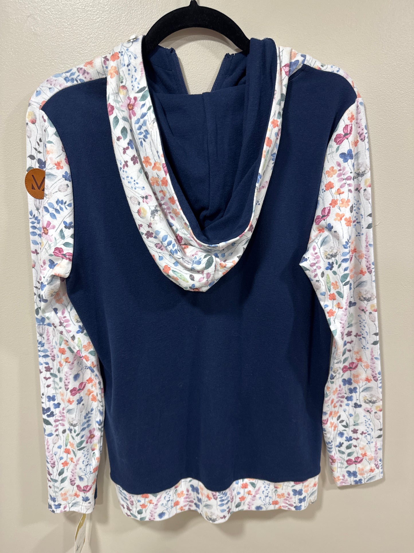 MICHELLE MAE NAVY FLORAL HALF ZIP HOODIE