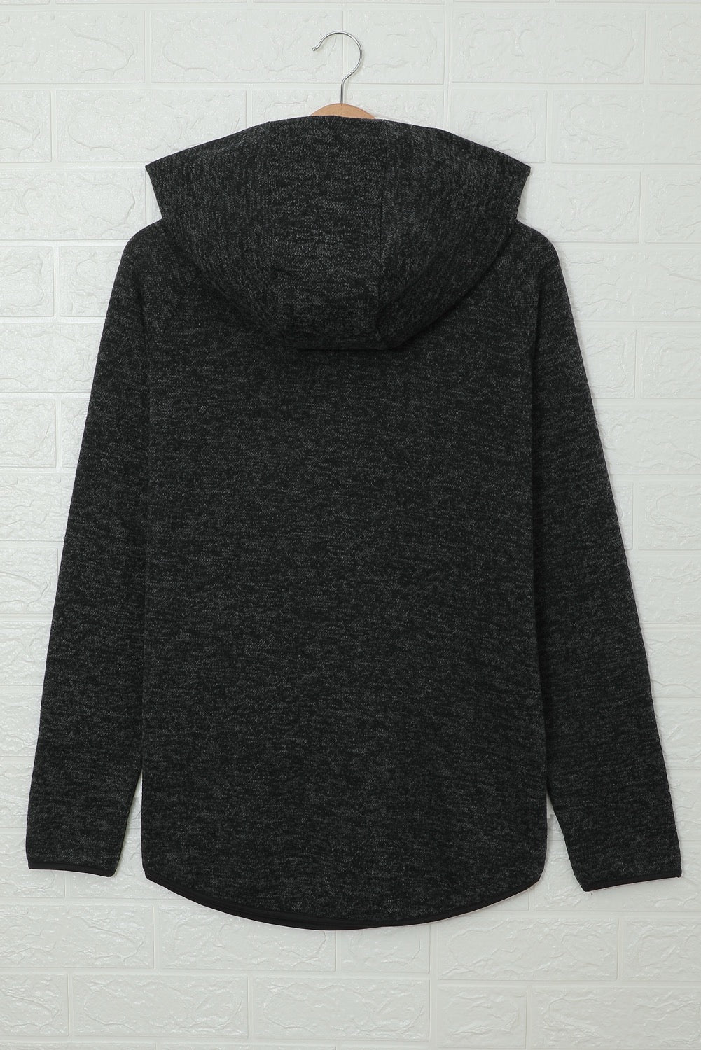 BLACK HEATHER SNAP BUTTON HOODED PULLOVER