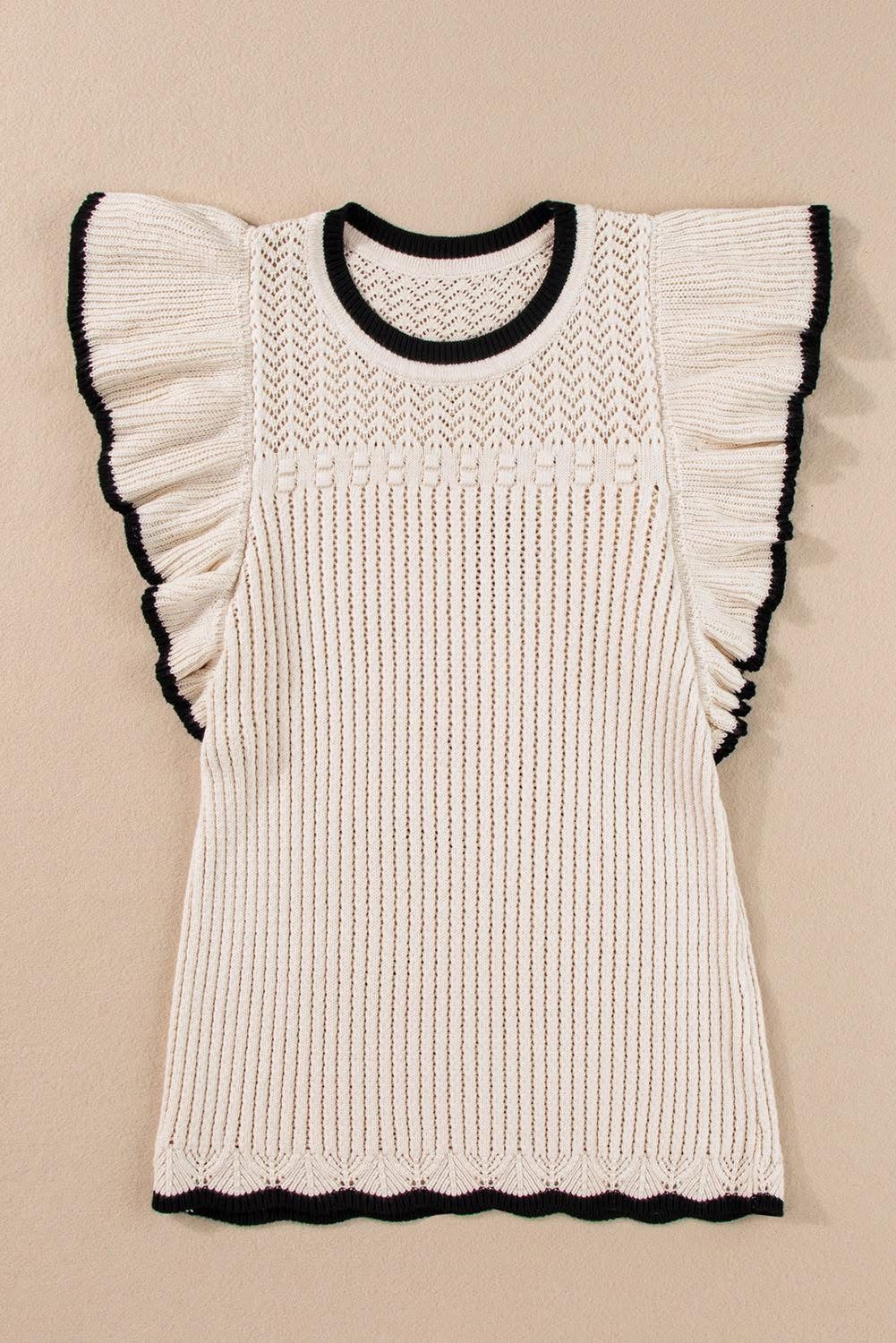 CREAM CROCHET FLOUNCE TOP
