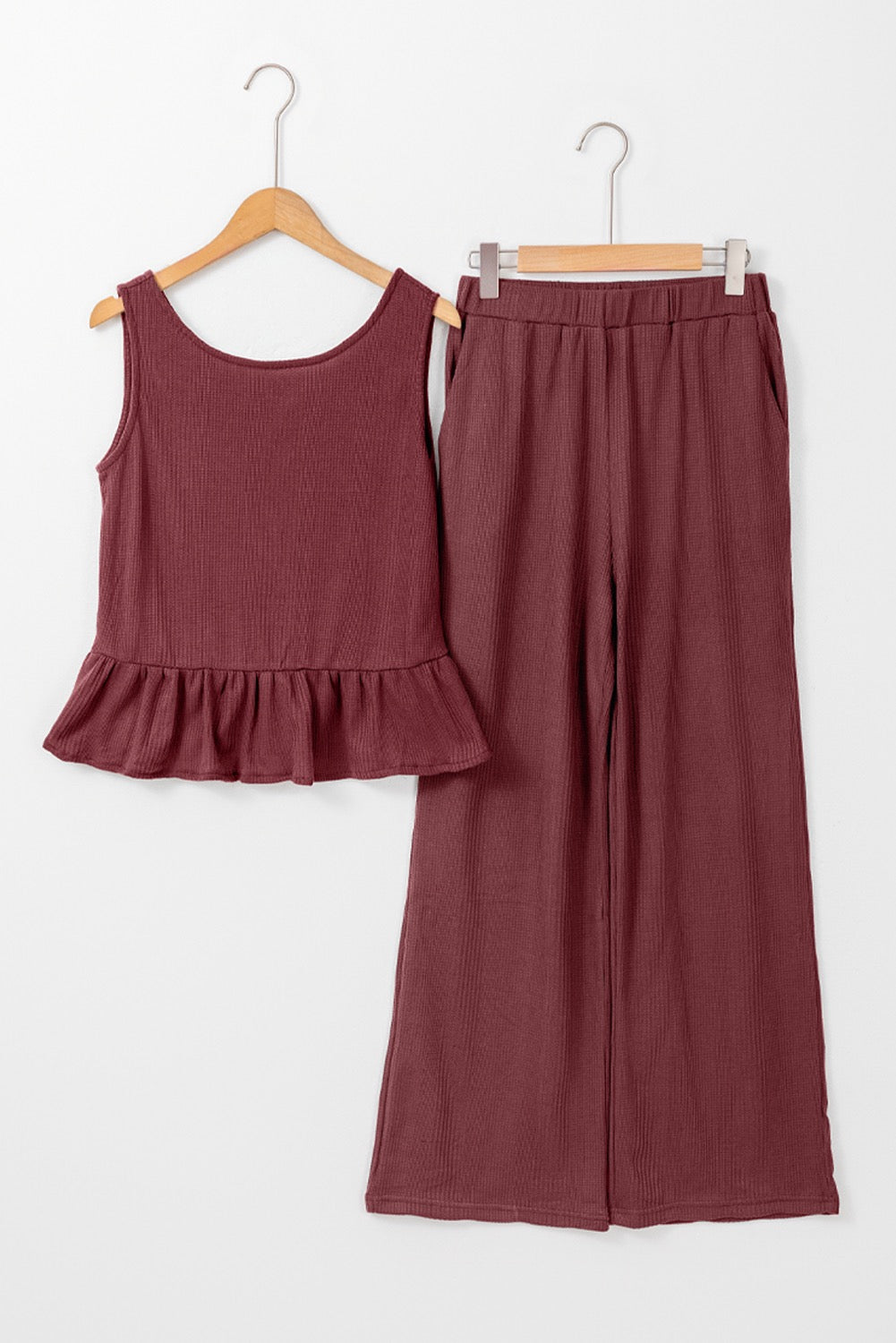 PREORDER RIBBED RUFFLED TANK AND PANTS SET