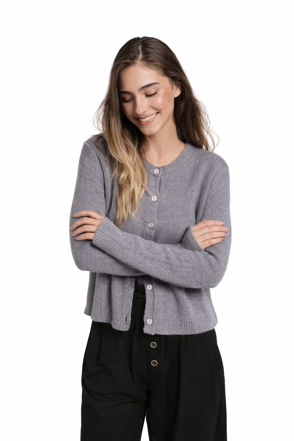DARK GREY BUTTON S/M CARDIGAN