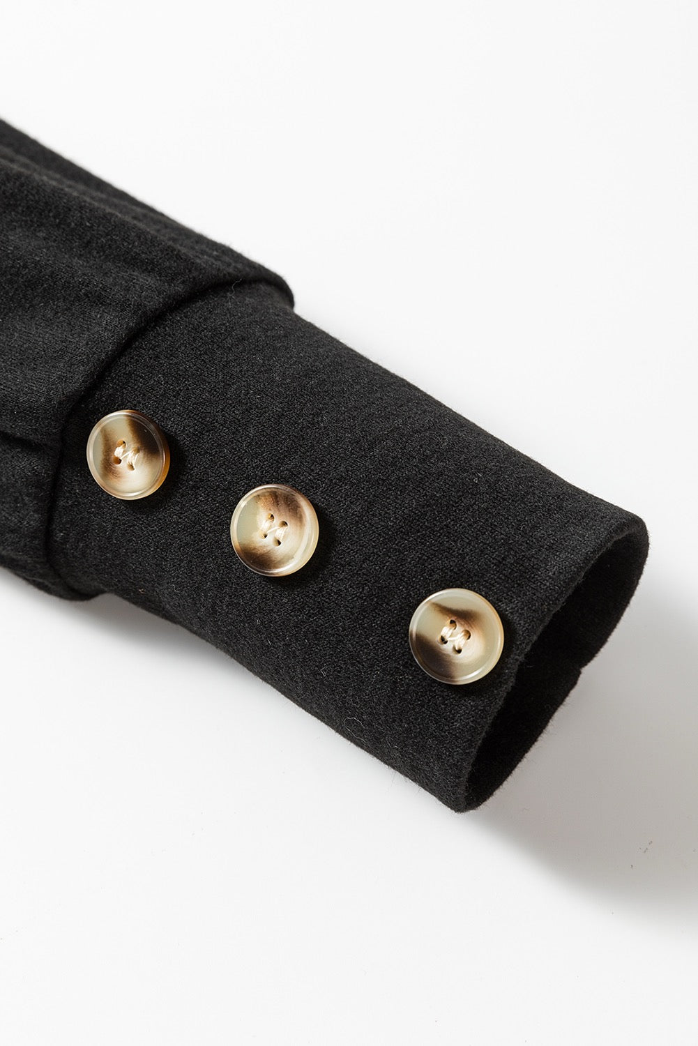 BLACK & TAN VNECK TOP WITH BUTTON SLEEVE DETAIL