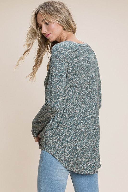 TEAL FLORAL TOP