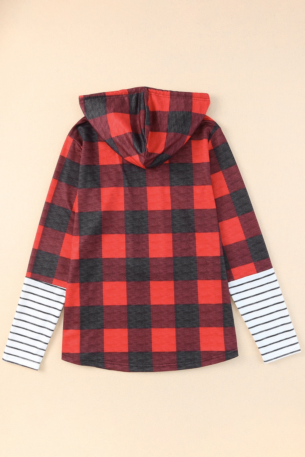 RED PATCHWORK DRAWSTRING HOODIE