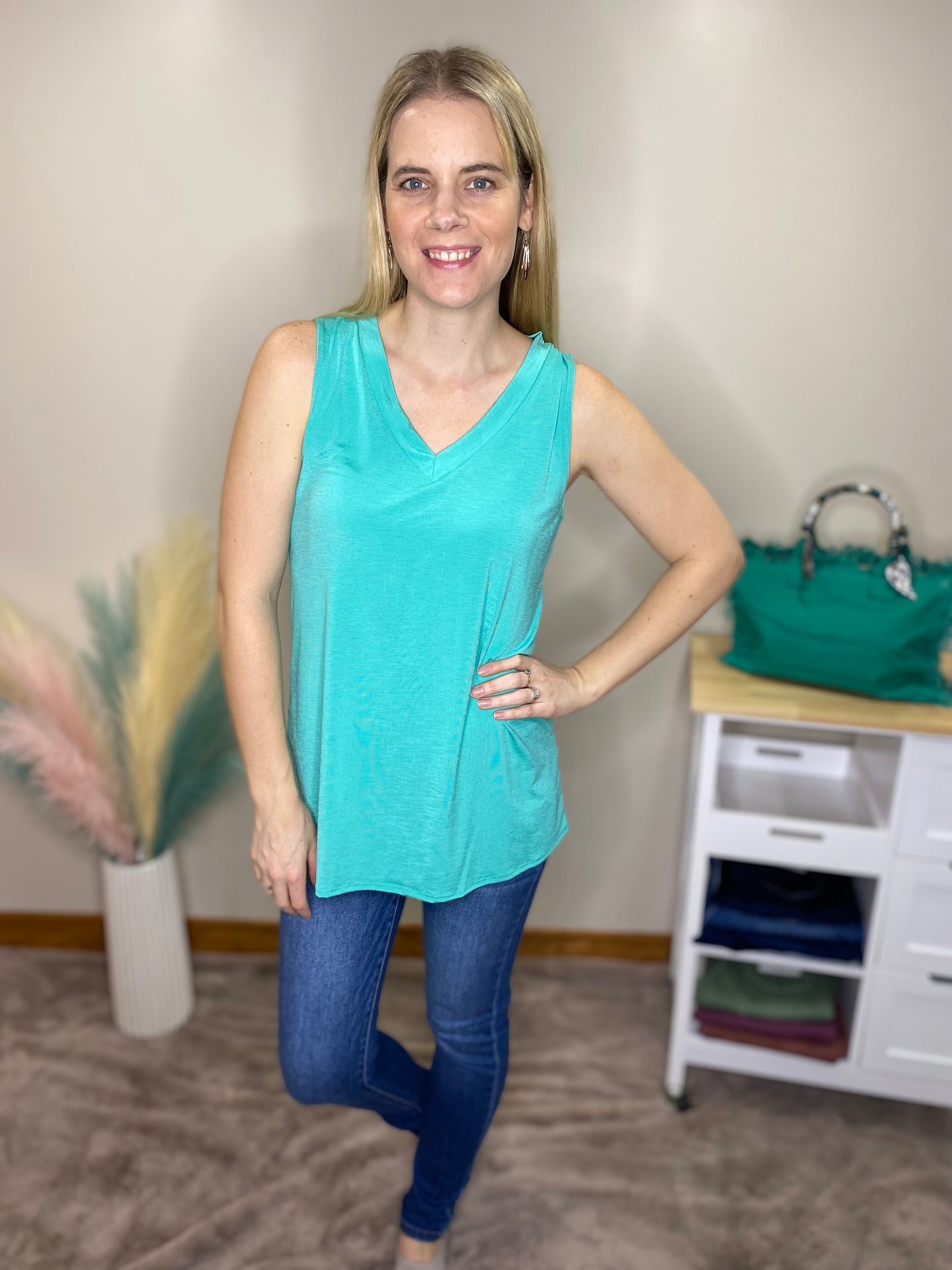 TEAL VNECK TANK
