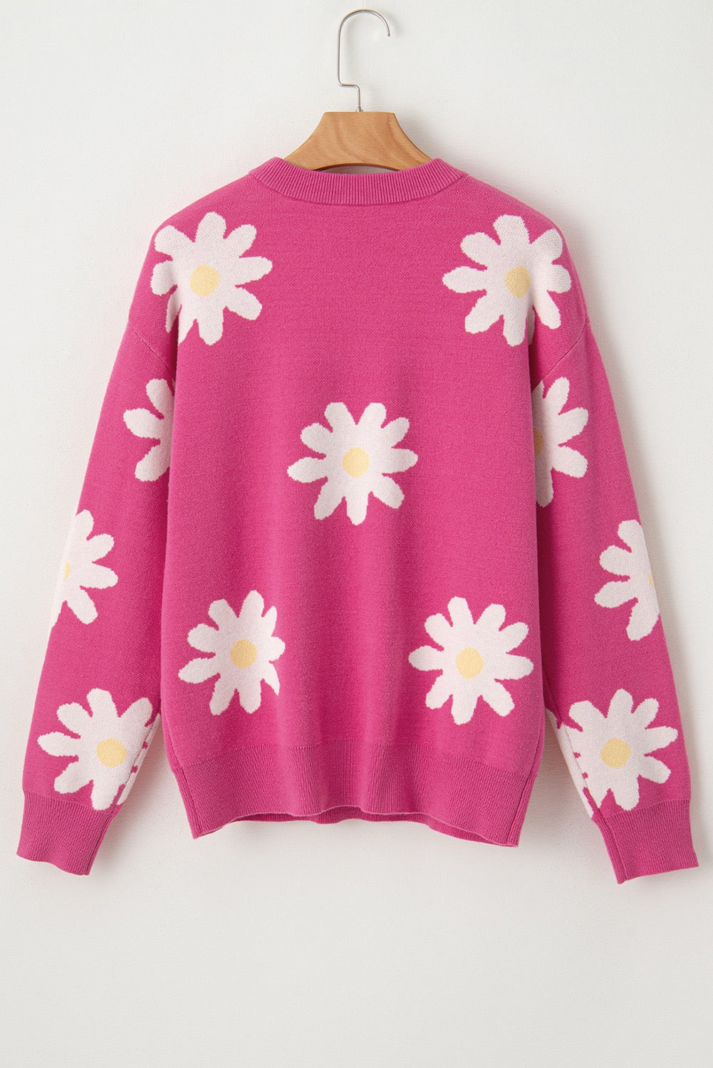 PREORDER BRIGHT PINK DAISY FLOWER SWEATER