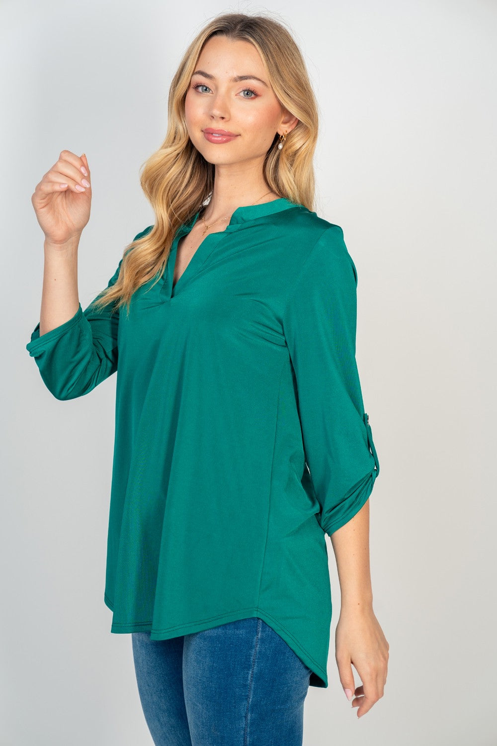 GABBY 3/4 BUTTON SLEEVE TOP (multiple colors)