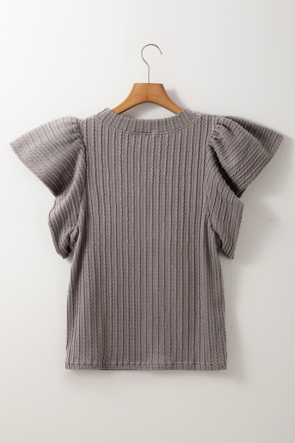 SLEET TEXTURED FLUTTER SLEEVE TOP