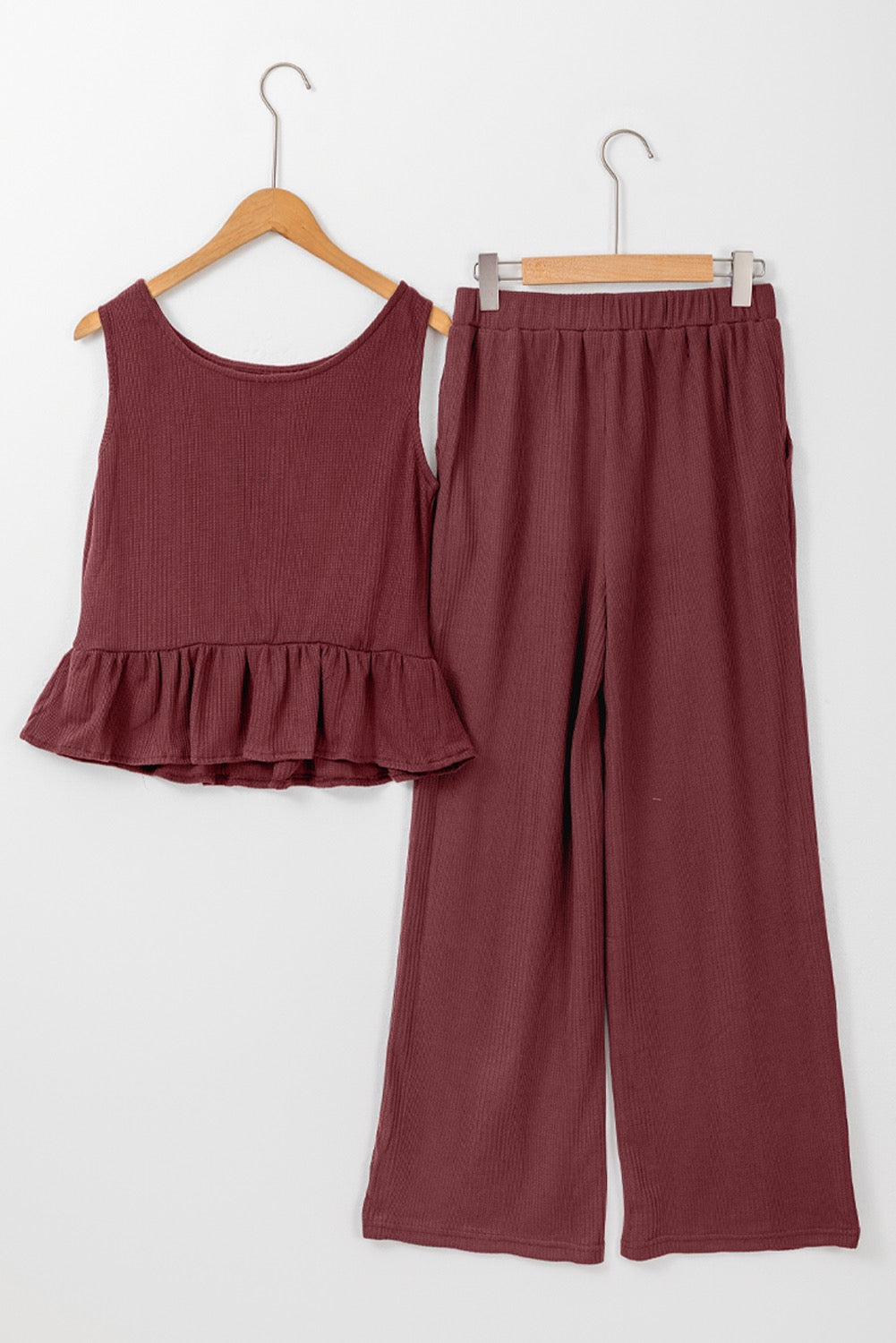 PREORDER RIBBED RUFFLED TANK AND PANTS SET