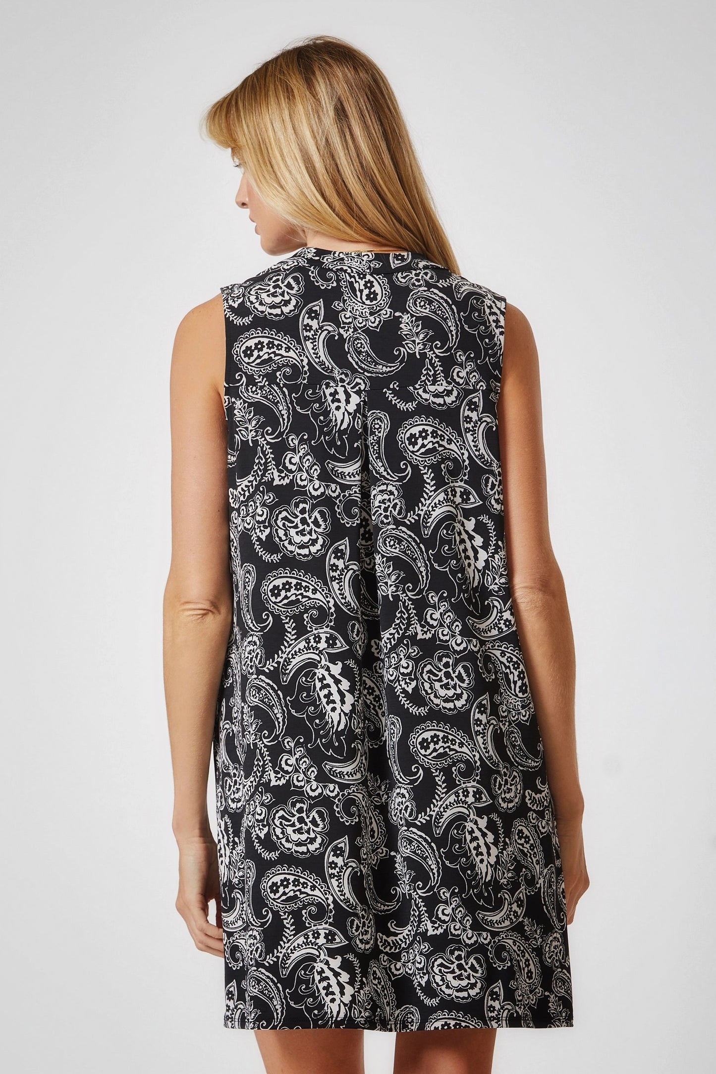 BLACK PAISLEY TANK DRESS