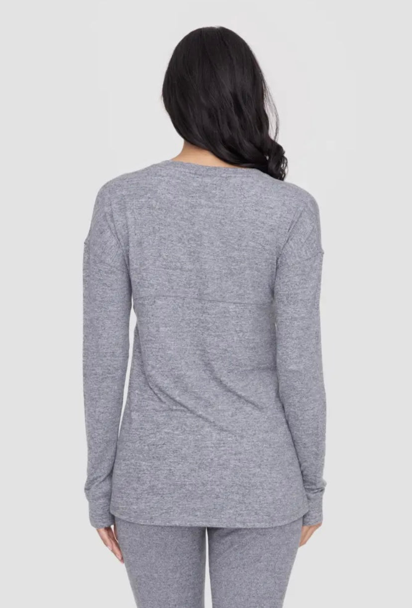 BRUSHED CREW NECK LONG SLEEVE TOP