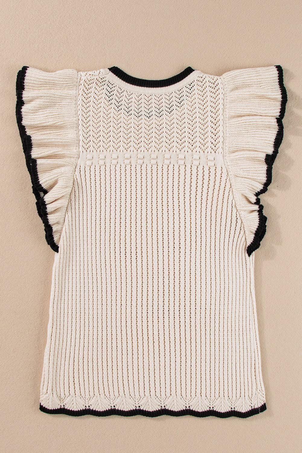 CREAM CROCHET FLOUNCE TOP