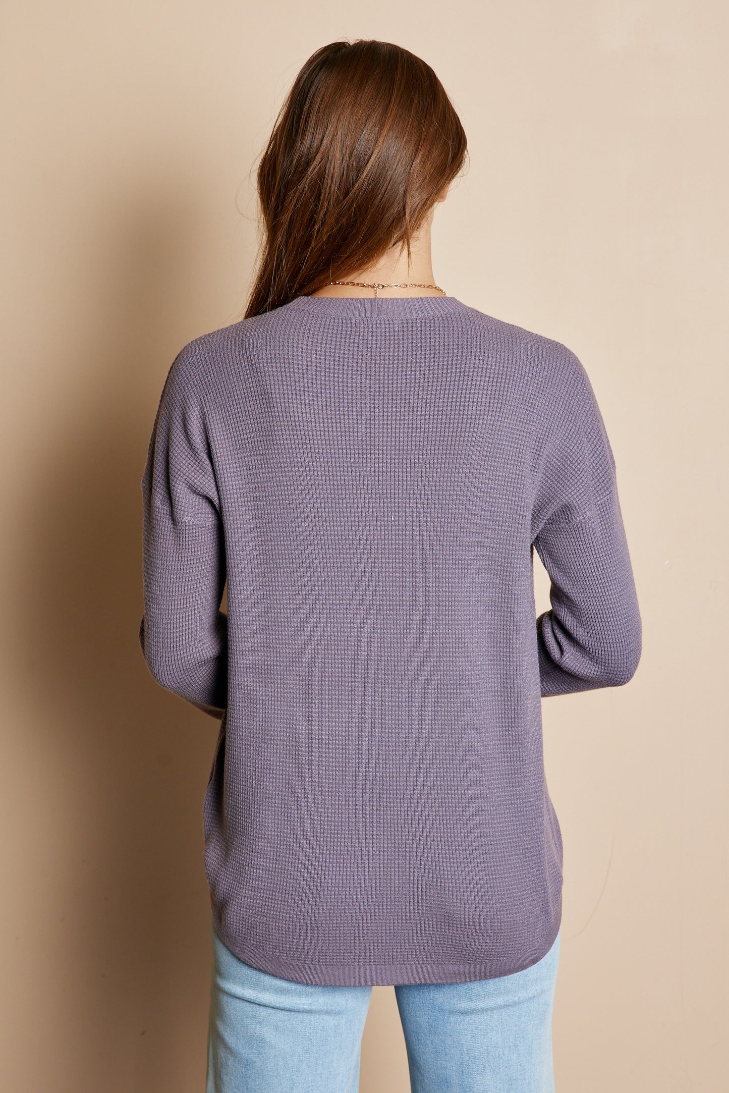 NIGHT SHADE WAFFLE TEXTURE SOFT SWEATER