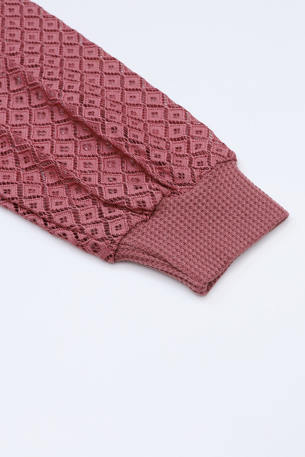 ROSE WAFFLED KNIT LACE SLEEVE BUTTON DOWN CARDIGAN