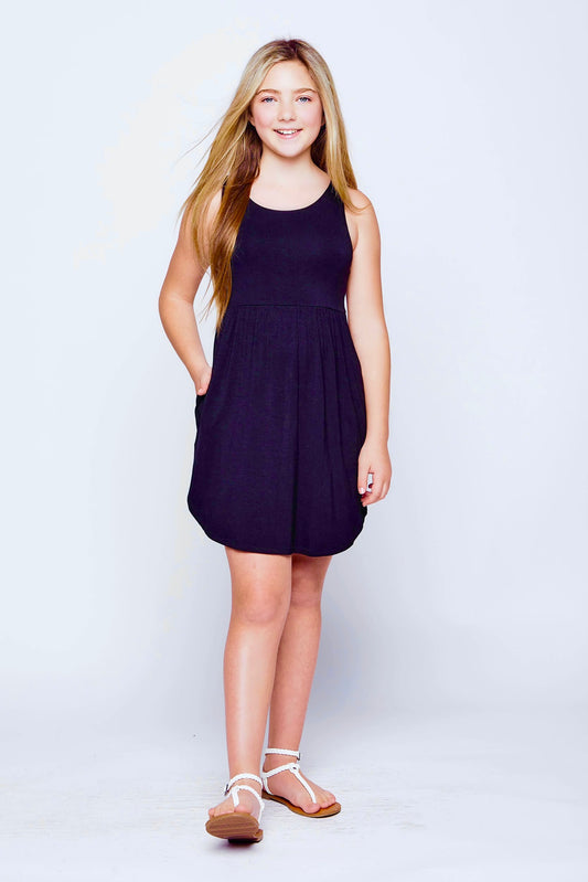 KIDS NAVY DRESS WITH POCKETS