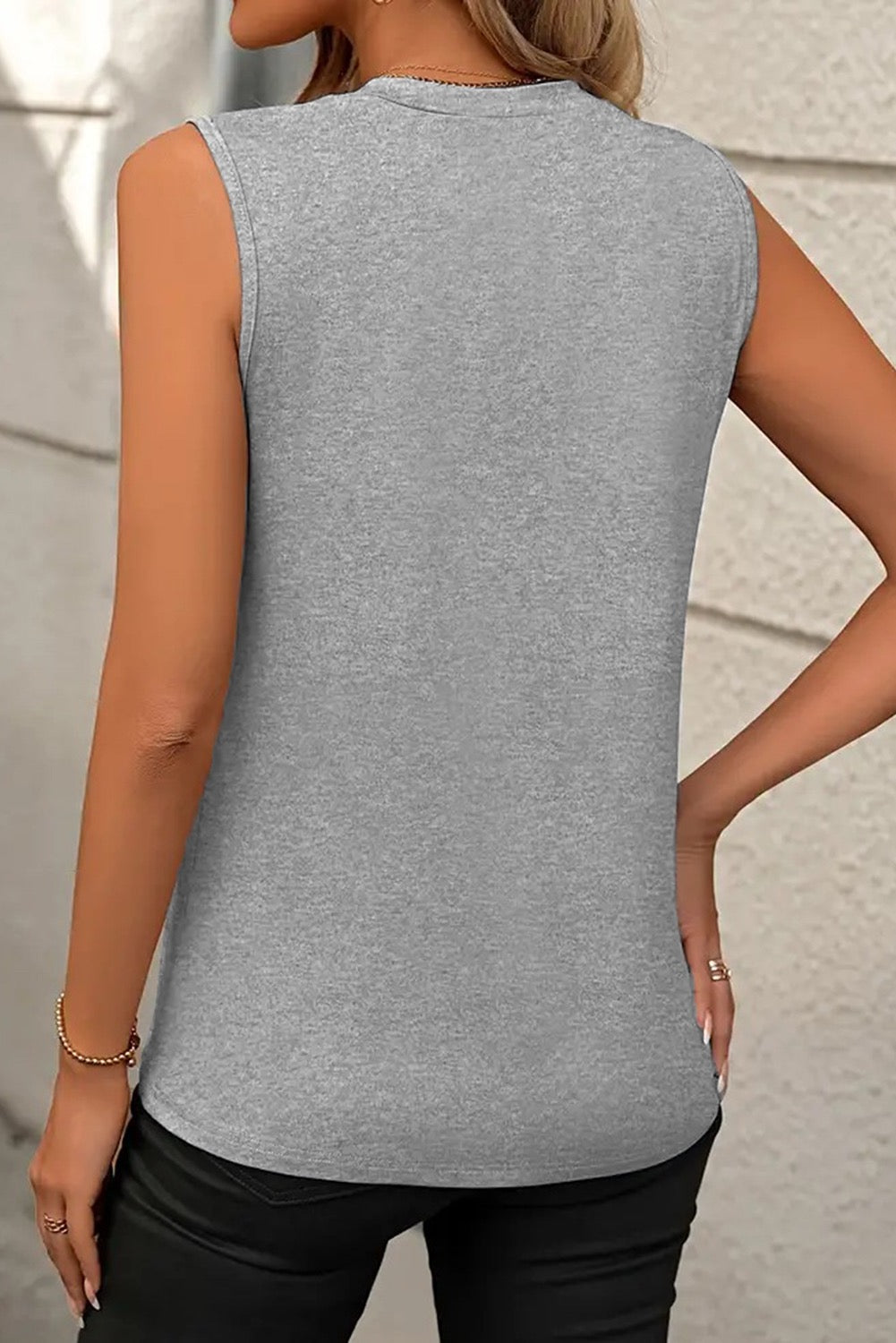 GRAY PLEATED TANK