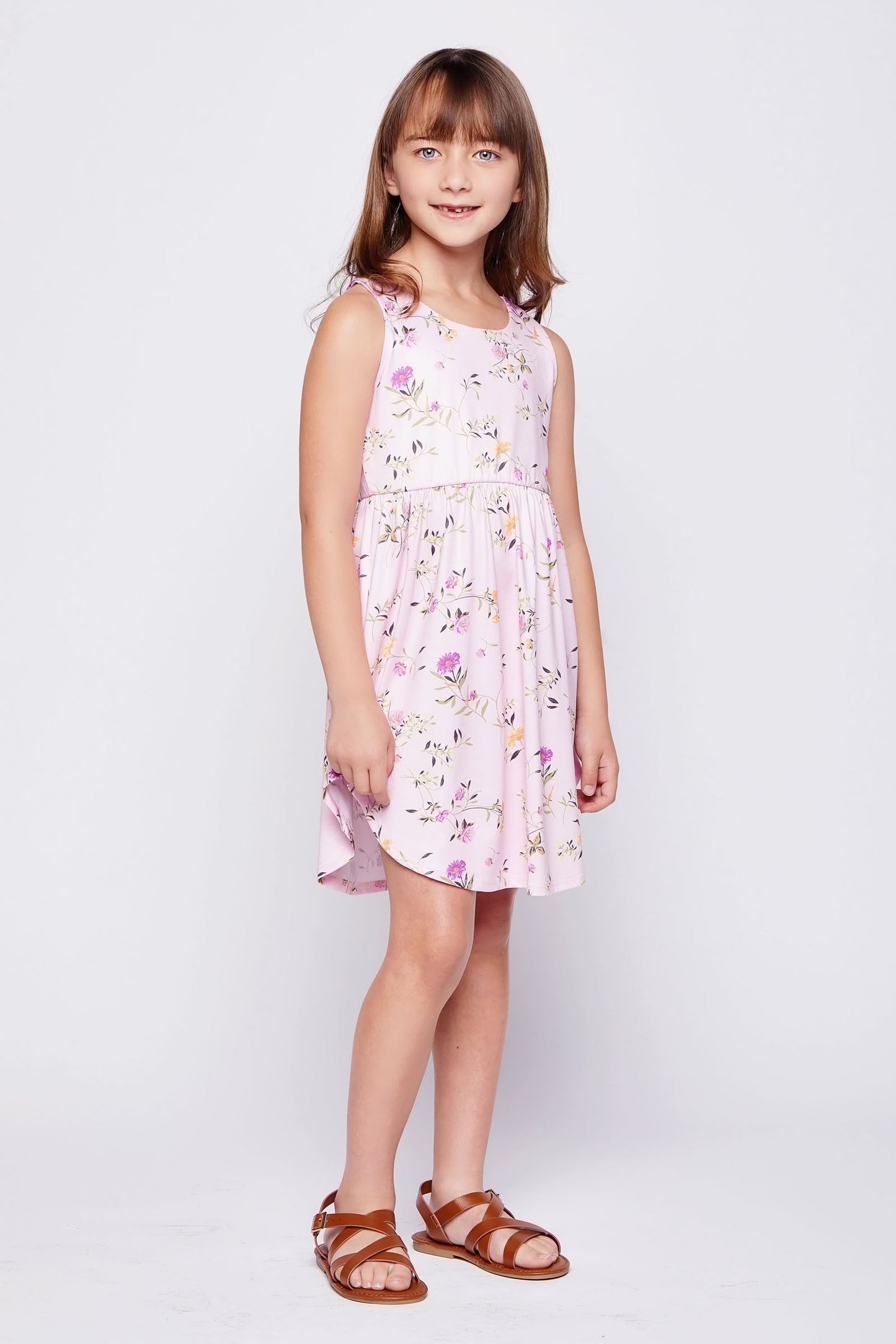KIDS SILKY FLORAL DRESS