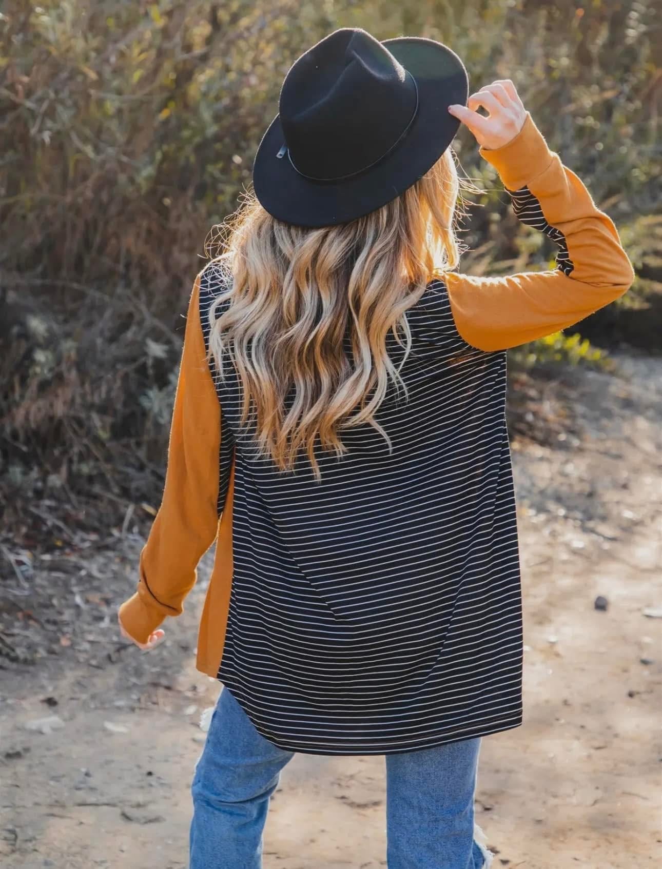 AMELIA BLACK STRIPED CONTRAST CARDIGAN