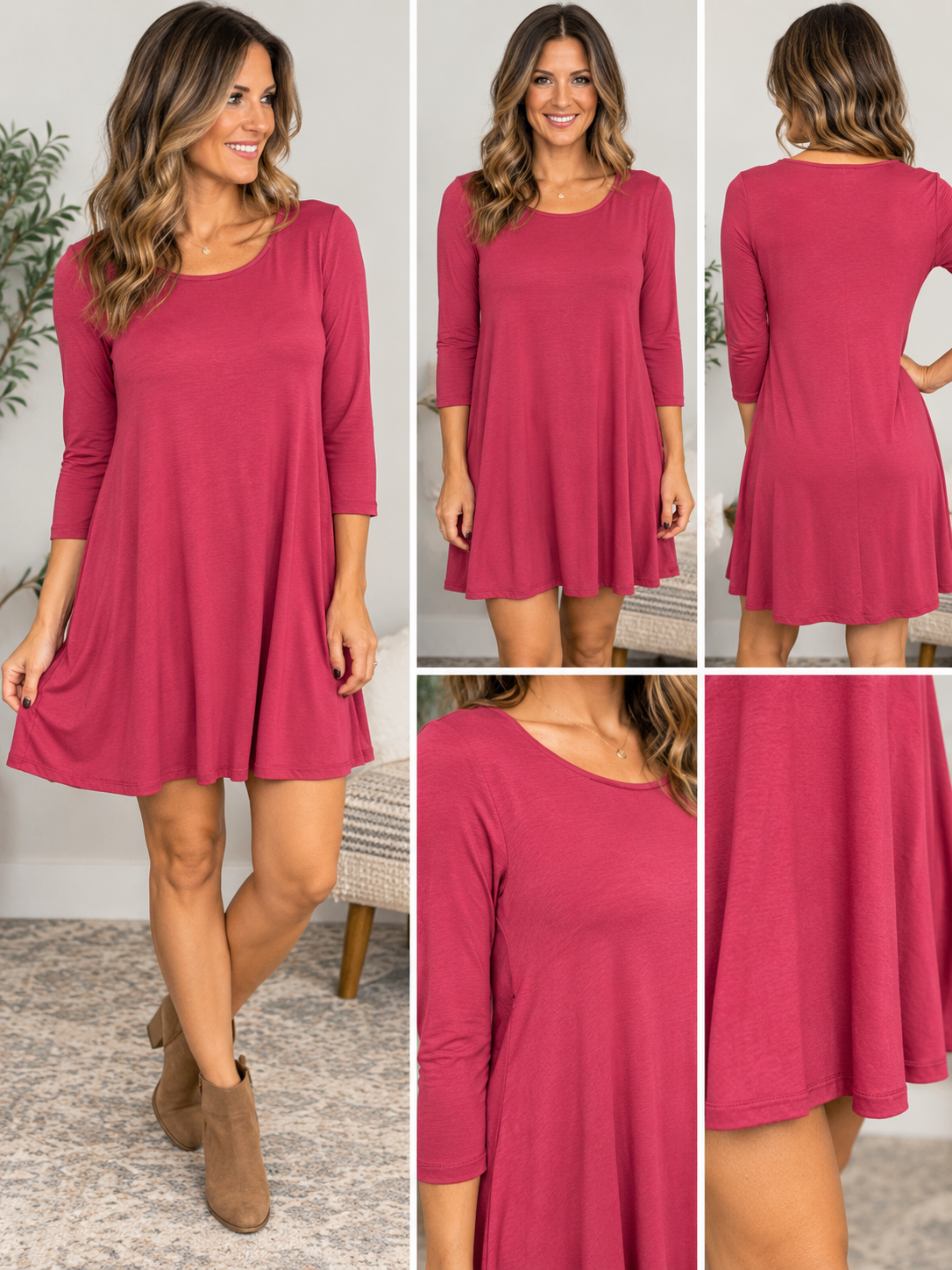 MICHELLE MAE BERRY 3/4 SLEEVE DRESS