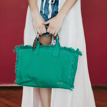 CHLOE CANVAS FRINGE TOTE