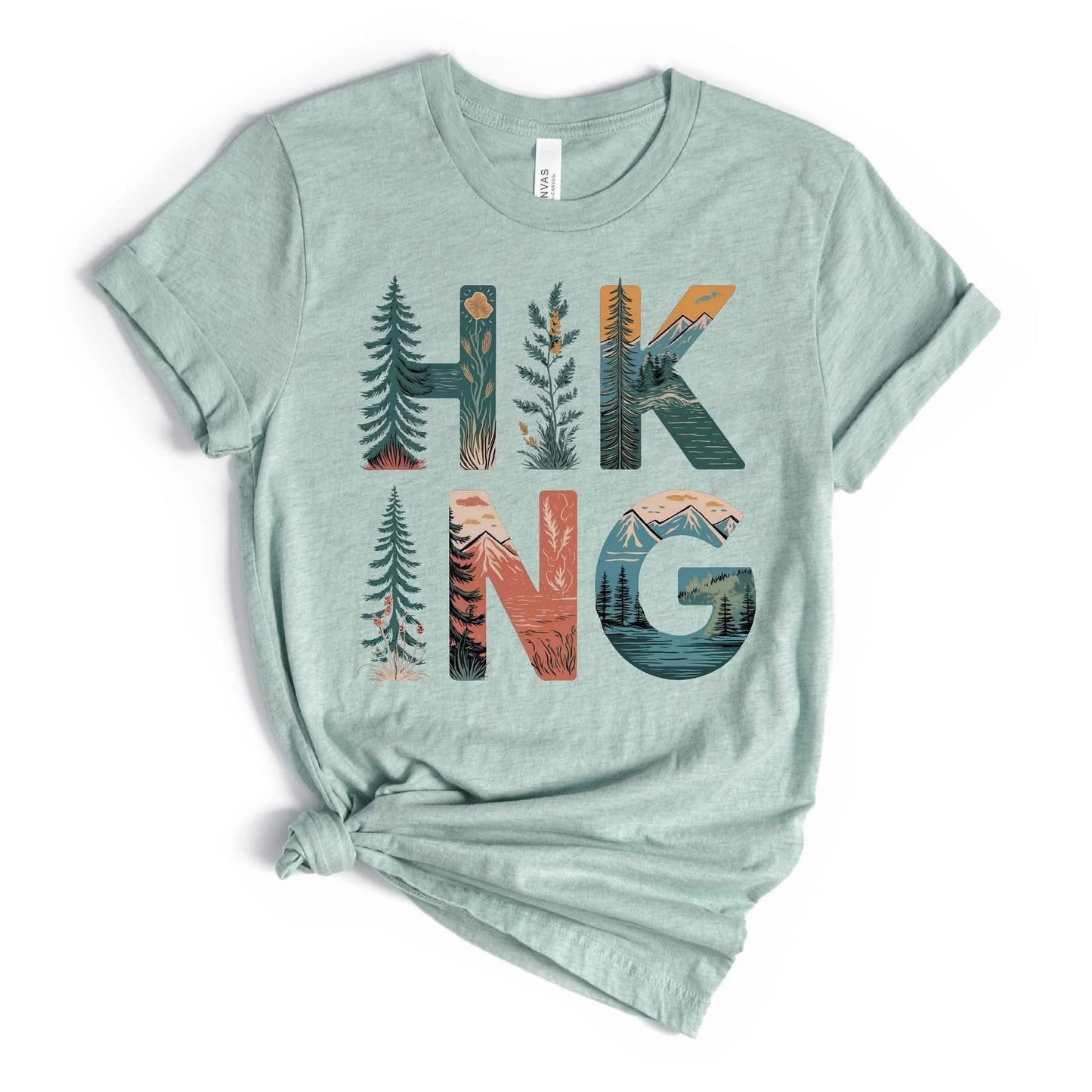 PREORDER HIKING T (LARGE HEATHER PRISM DUSTY BLUE)