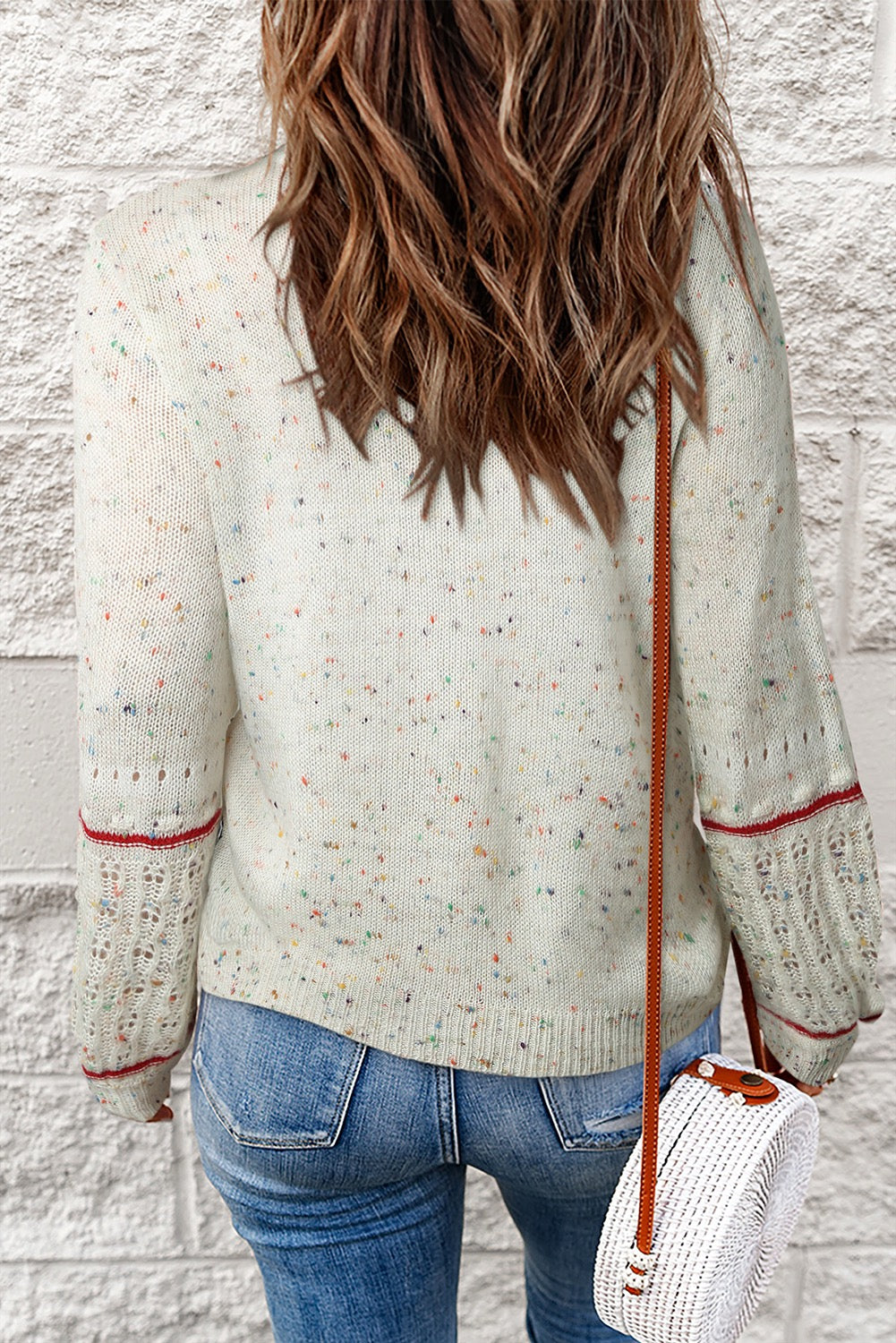 LIGHT CREAM COLOR SPECKLED SWEATER