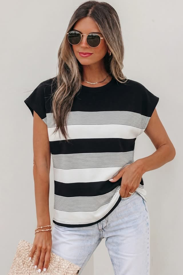 PREORDER BLACK & WHITE STRIPE TOP