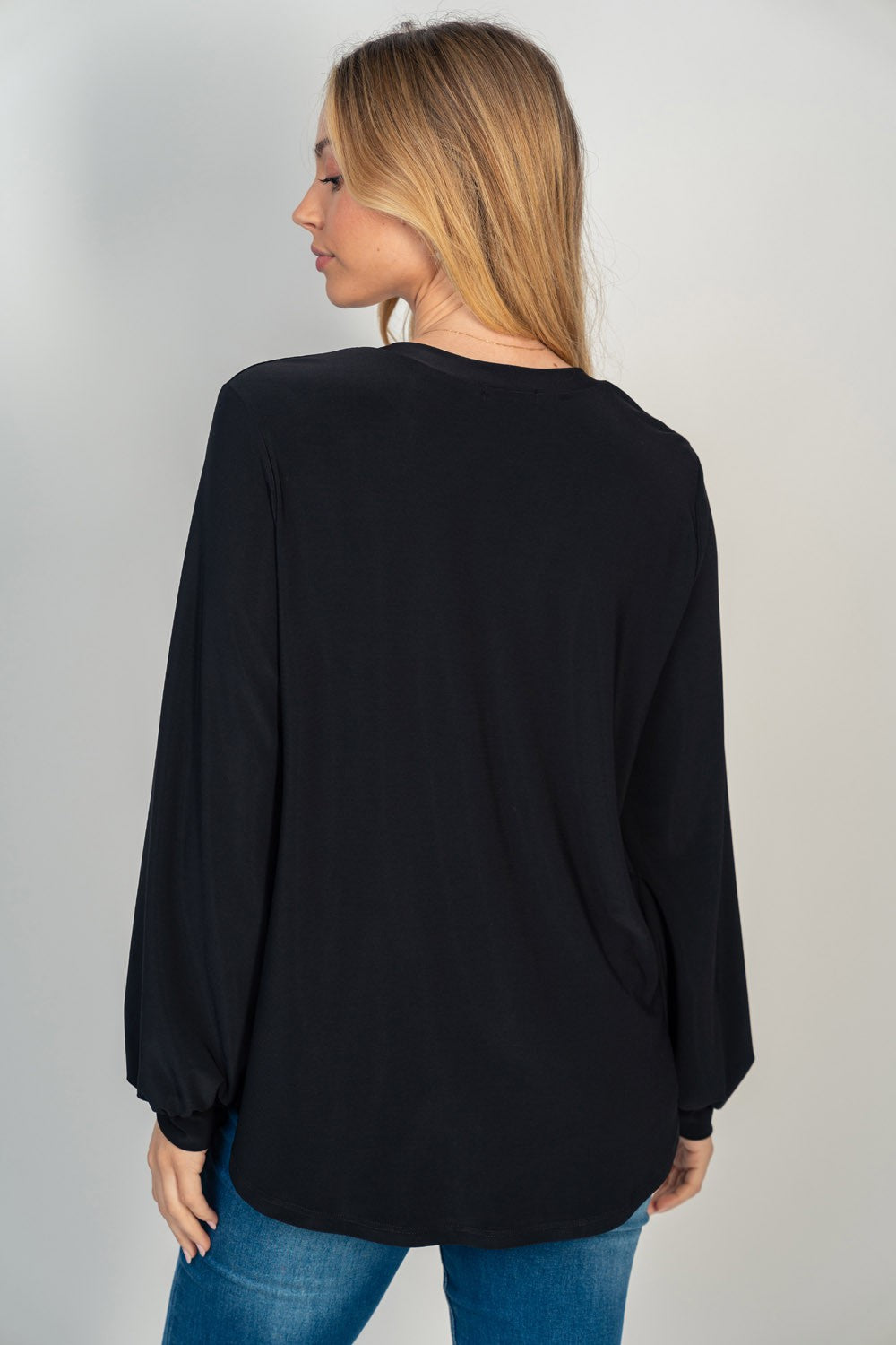 LONG SLEEVE MANDARIN COLLAR TOP (multiple colors available)