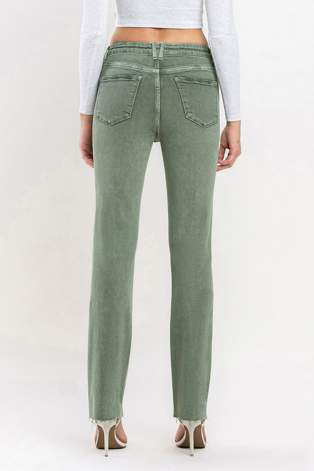 LOVERVET OLIVE MID-RISE BOOTCUT DENIM