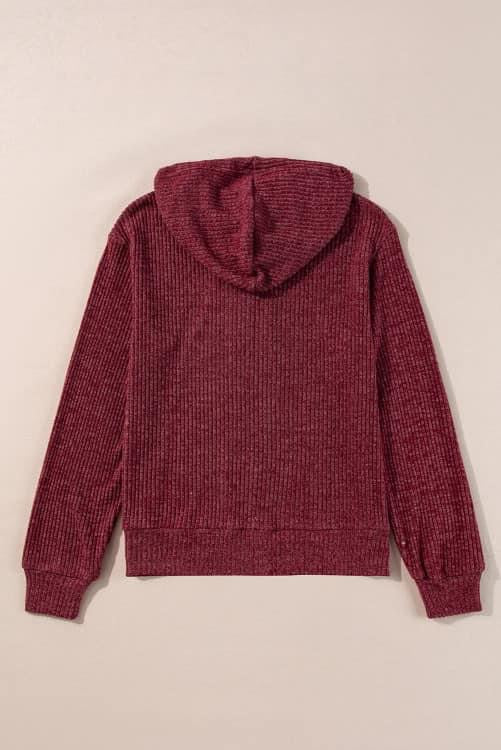 BURGUNDY FULL ZIP HOODED SWEATER