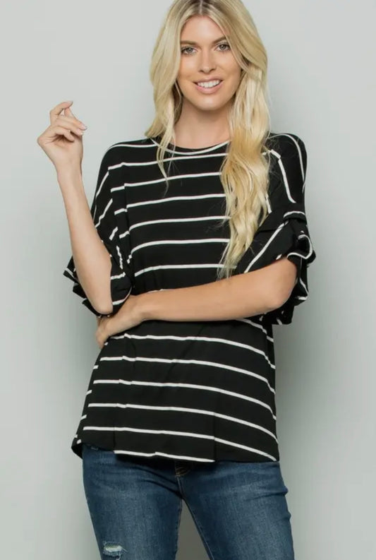 BLACK/IVORY STRIPE TOP