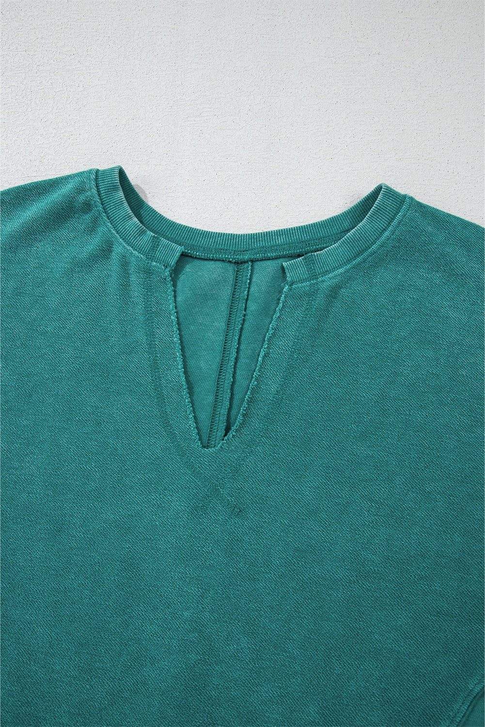 PREORDER TEAL NOTCHED DROP SHOULDER TOP