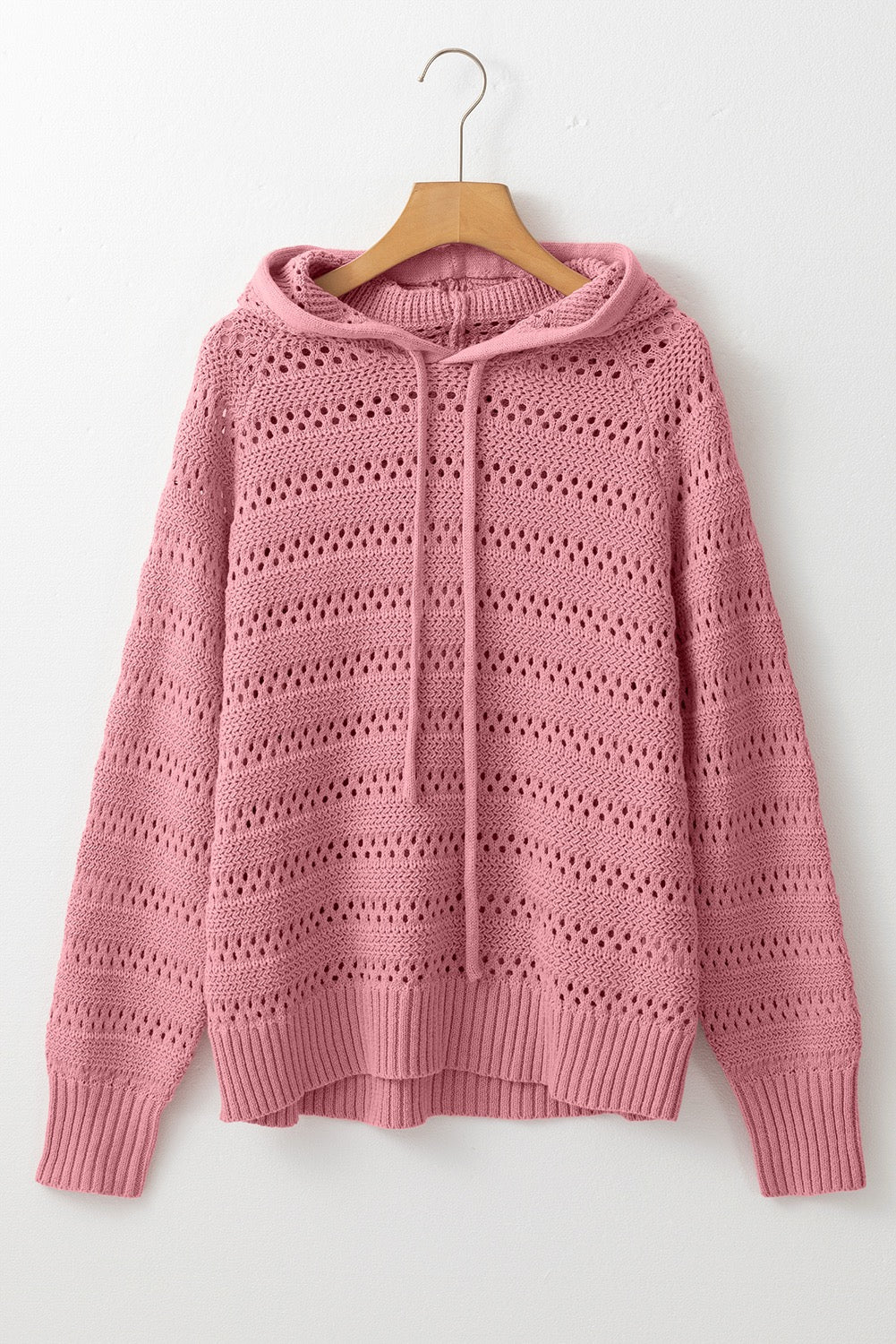 PREORDER PEACH BLOSSOM POINTELLE KNIT RAGLAN SLEEVE HOODIE