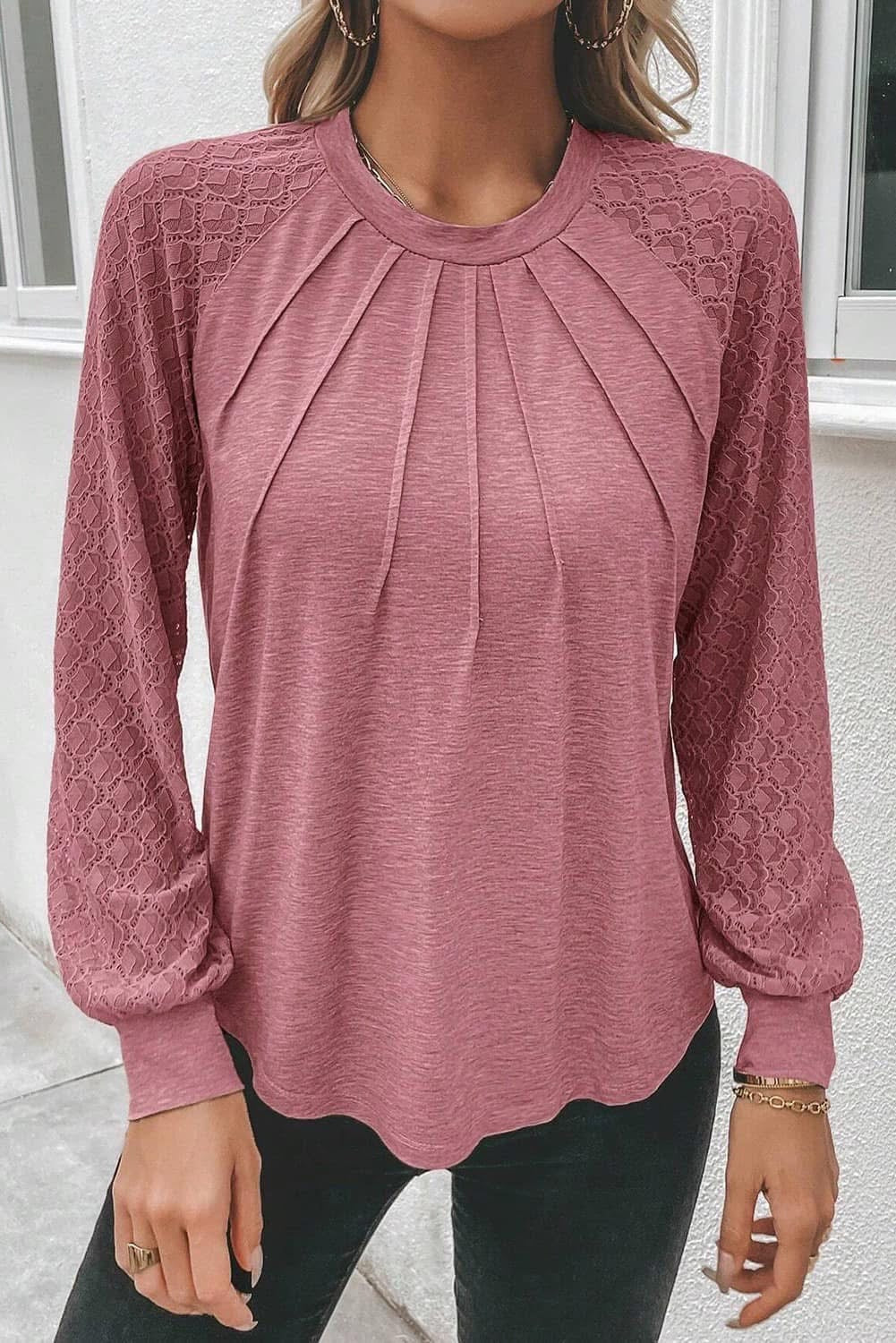 ROSE LACE RAGLAN SLEEVE TOP