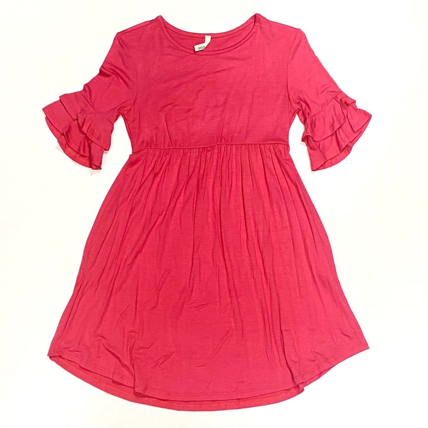 KIDS SOLID BELL SLEEVE MIDI DRESS (multiple colors available)