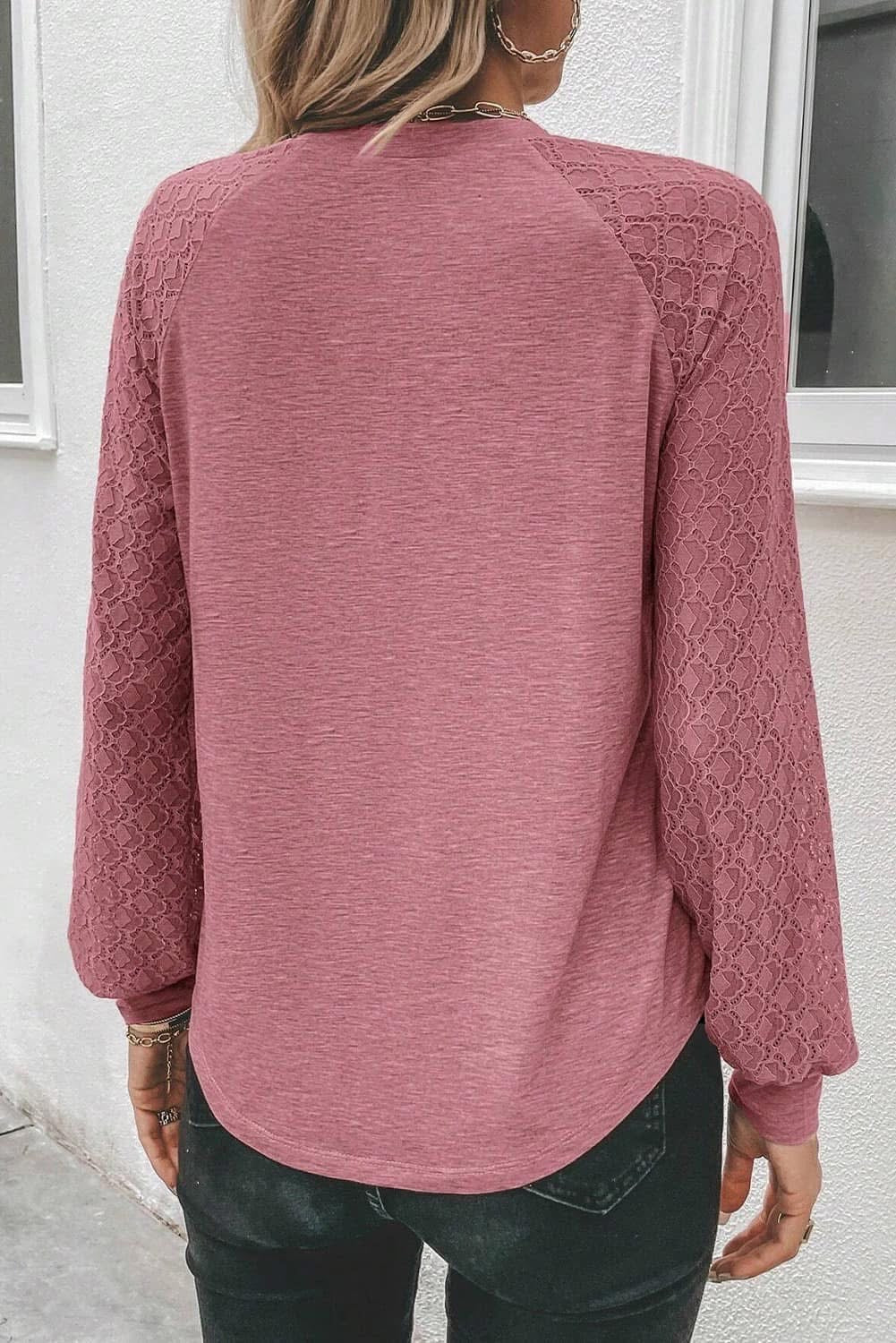 ROSE LACE RAGLAN SLEEVE TOP