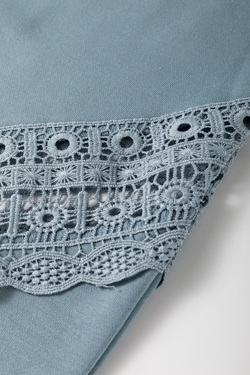 PREORDER DUSK BLUE LACE CROCHET PATCH WIDE LEG PANTS