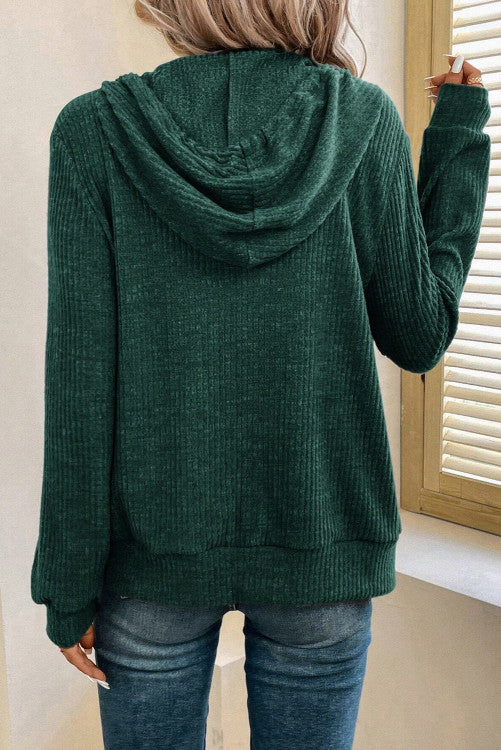 EVERGREEN FULL ZIP HOODED SWEATER